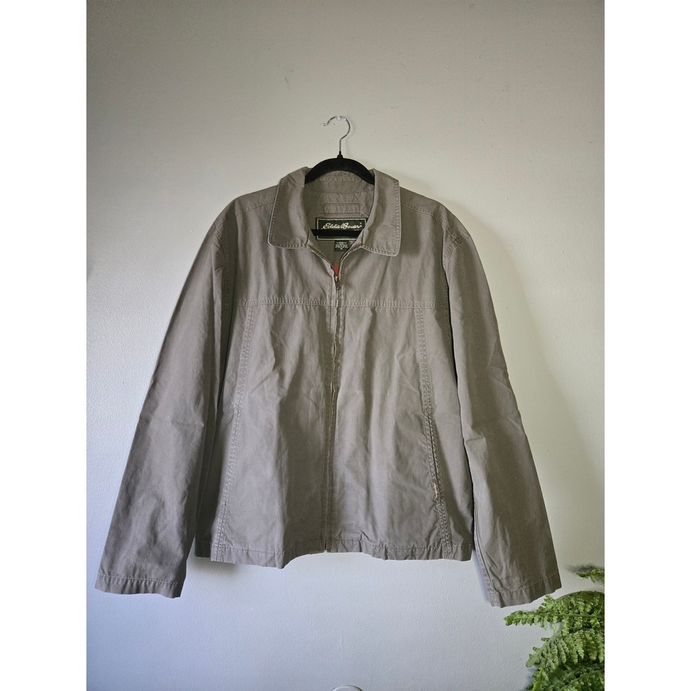 Eddie Bauer Utility Jacket Medium Green Lightweight Outdoor Zip Front Casual